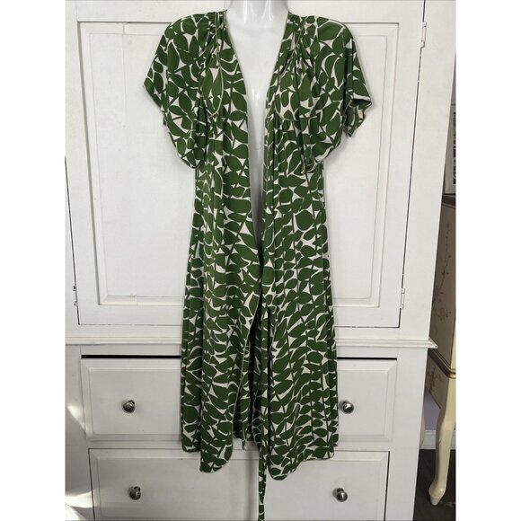 Max Studio True Wrap Dress Size Small Green Short Flutter Sleeve - Picture 5 of 7